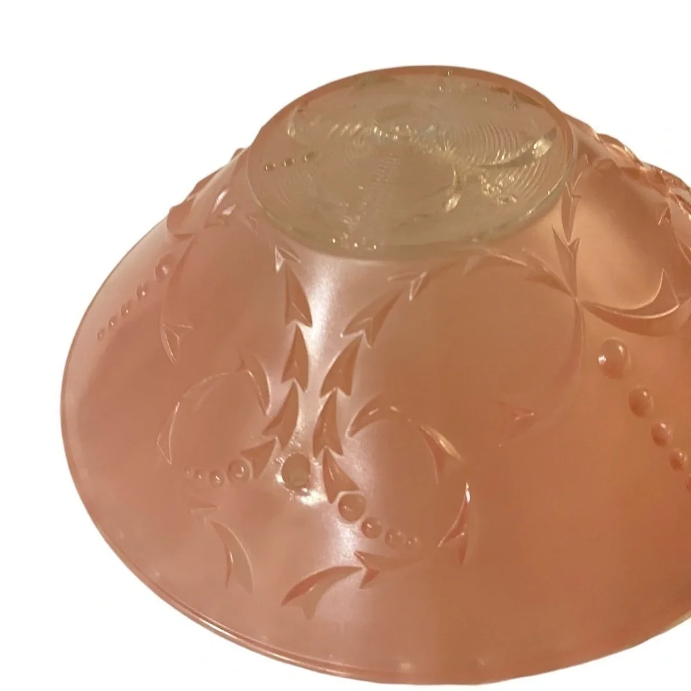 Vintage Antique Pink Ceiling Light Glass Shade Art Deco Scalloped Edge - Picture 2 of 9